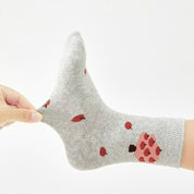 Kids' Fully Cushioned Terry Inner Cute Apple & Bunny Warm Crew Socks (5-Pack)