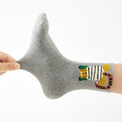 Kids' Fully Cushioned Terry Upside-Down Safari Animals Warm Crew Socks (5-Pack)