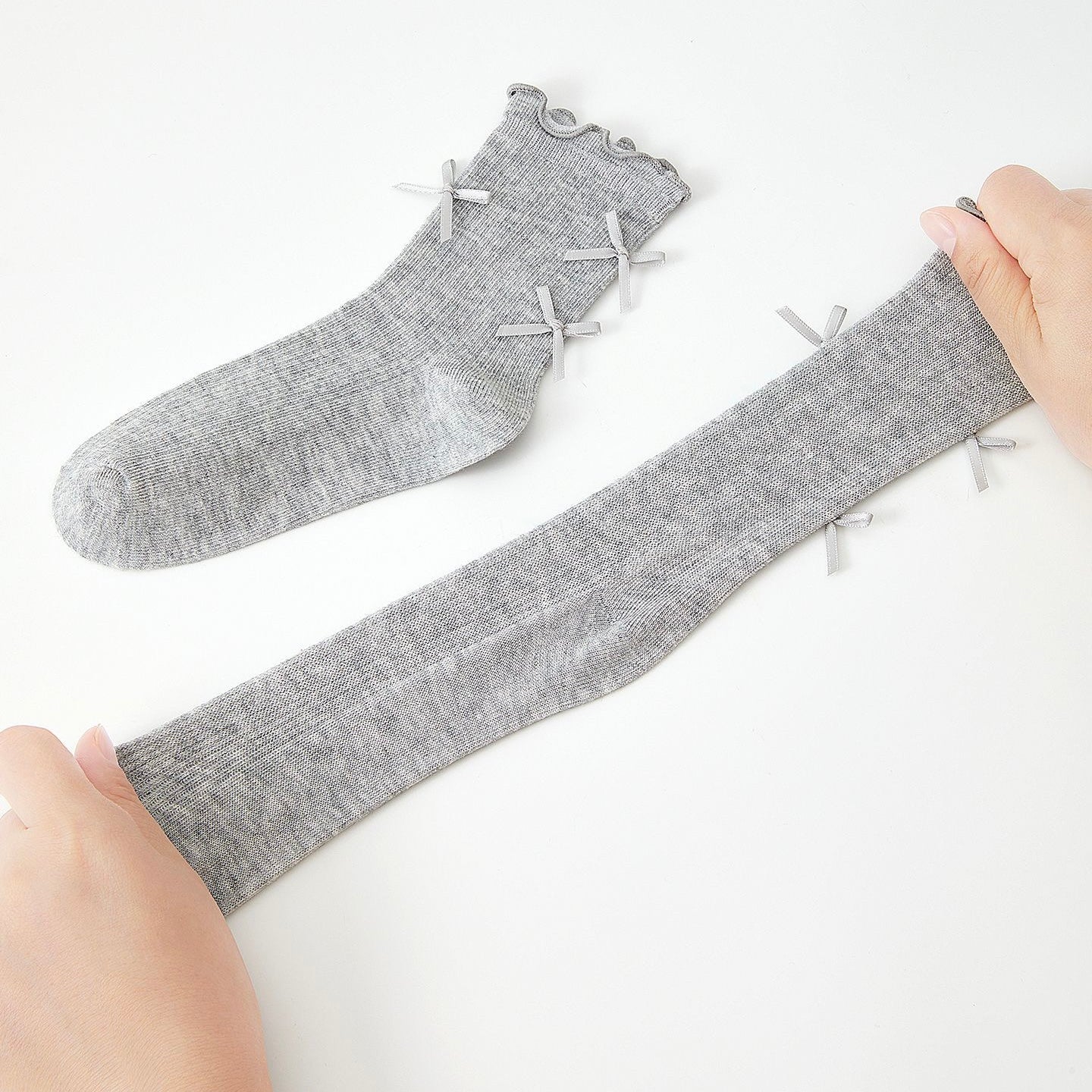 Girls' Combed Cotton Blend Ribbon Bow Ruffle Crew Socks (3-Pack)