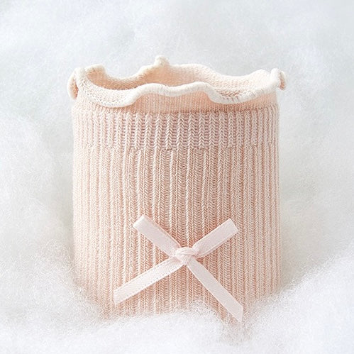 Girls' Combed Cotton Blend Ribbon Bow Ruffle Crew Socks (3-Pack)