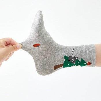 Kids' Combed Cotton Blend Cute Animal Crew Socks (5-Pack)
