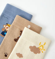 Kids' Combed Cotton Blend Cute Animal Crew Socks (5-Pack)