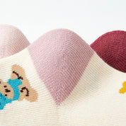 Girls' Combed Cotton Blend Cute Bear, Hearts & Bows Crew Socks (5-Pack)