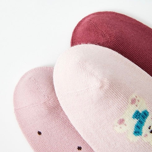 Girls' Combed Cotton Blend Cute Bear, Hearts & Bows Crew Socks (5-Pack)