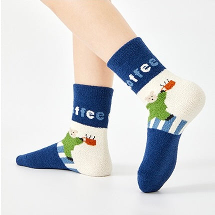 Kids' Ultra-Soft Fuzzy Slipper & Sleeping Crew Socks (5-Pack)