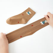 Kids' Combed Cotton Blend Cute Playful Bear Crew Socks (5-Pack)