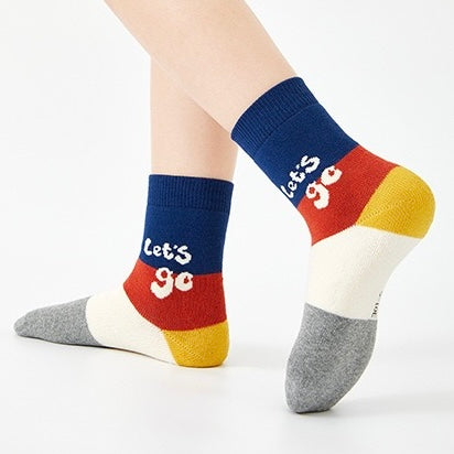 Kids' Fully Cushioned Terry Retro Sporty Puppy & Stripe Warm Crew Socks (5-Pack)