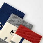 Kids' Fully Cushioned Terry Retro Sporty Puppy & Stripe Warm Crew Socks (5-Pack)