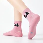 Girls' Combed Cotton Blend Cute Kitten & Bunny Crew Socks (5-Pack)