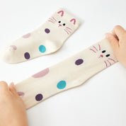 Girls' Combed Cotton Blend Cute Kitten & Bunny Crew Socks (5-Pack)