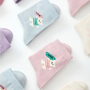 Kids' Combed Cotton Blend "Nice" Bear Crew Socks (6-Pack)