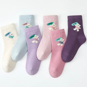 Kids' Combed Cotton Blend "Nice" Bear Crew Socks (6-Pack)