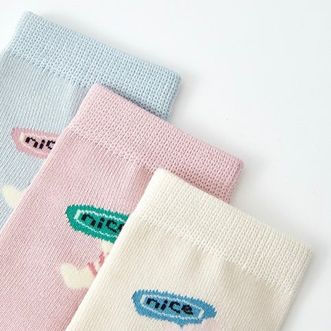 Kids' Combed Cotton Blend "Nice" Bear Crew Socks (6-Pack)