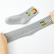 Kids' Fully Cushioned Terry Upside-Down Safari Animals Warm Crew Socks (5-Pack)
