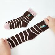 Girls' Combed Cotton Blend Cute Bear, Hearts & Bows Crew Socks (5-Pack)