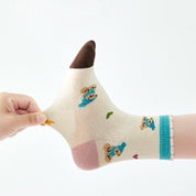 Girls' Combed Cotton Blend Cute Bear, Hearts & Bows Crew Socks (5-Pack)