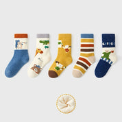Kids' Ultra-Soft Fuzzy Slipper & Sleeping Crew Socks (5-Pack)