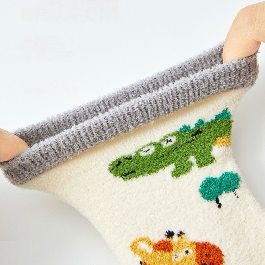 Kids' Ultra-Soft Fuzzy Slipper & Sleeping Crew Socks (5-Pack)