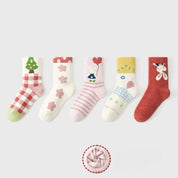Kids' Ultra-Soft Fuzzy Fleece Fairytale Bunny Slipper & Sleeping Crew Socks (5-Pack)