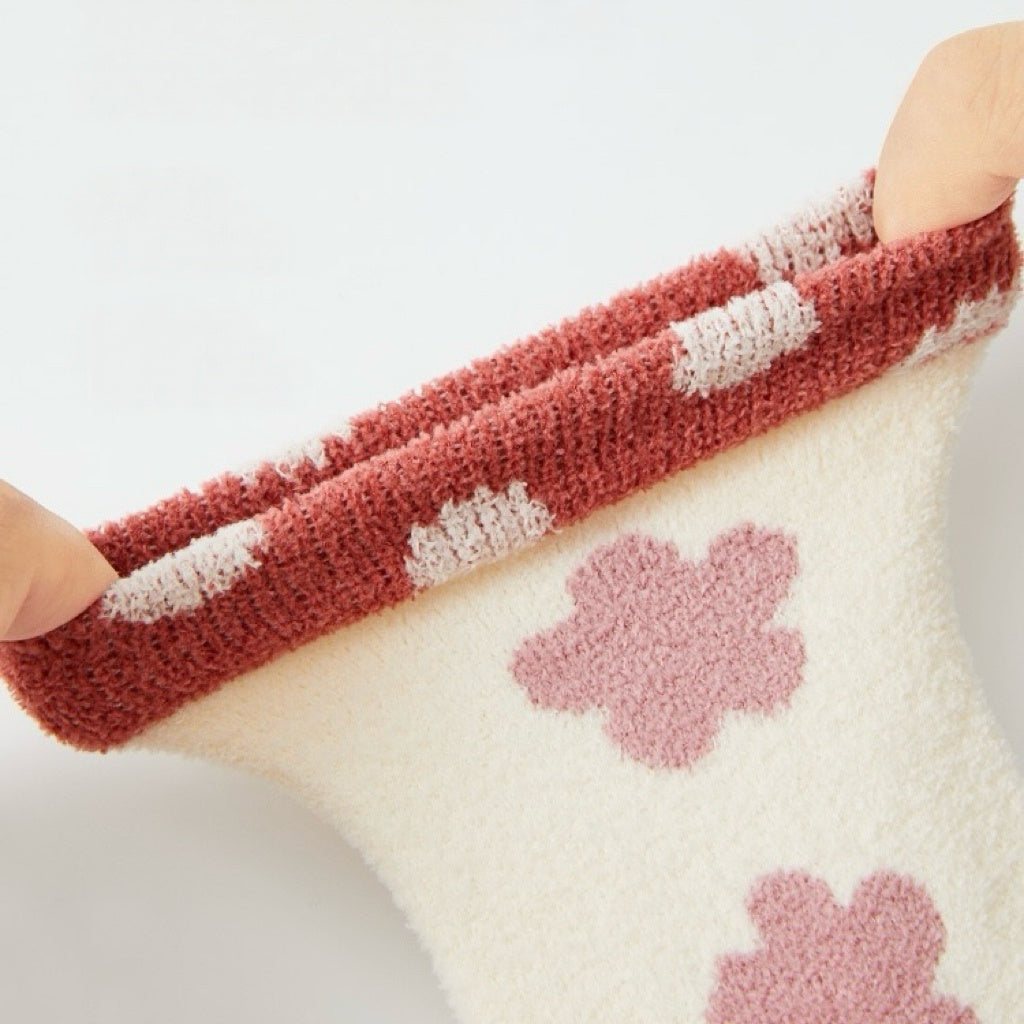 Kids' Ultra-Soft Fuzzy Fleece Fairytale Bunny Slipper & Sleeping Crew Socks (5-Pack)