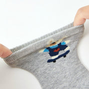 Kids' Combed Cotton Blend Cute Playful Bear Crew Socks (5-Pack)