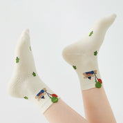 Kids' Combed Cotton Blend Cute Playful Bear Crew Socks (5-Pack)