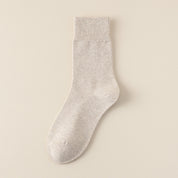 Men's Dual-Layer Cotton Exterior & Merino Wool Lined Ribbed Crew Socks