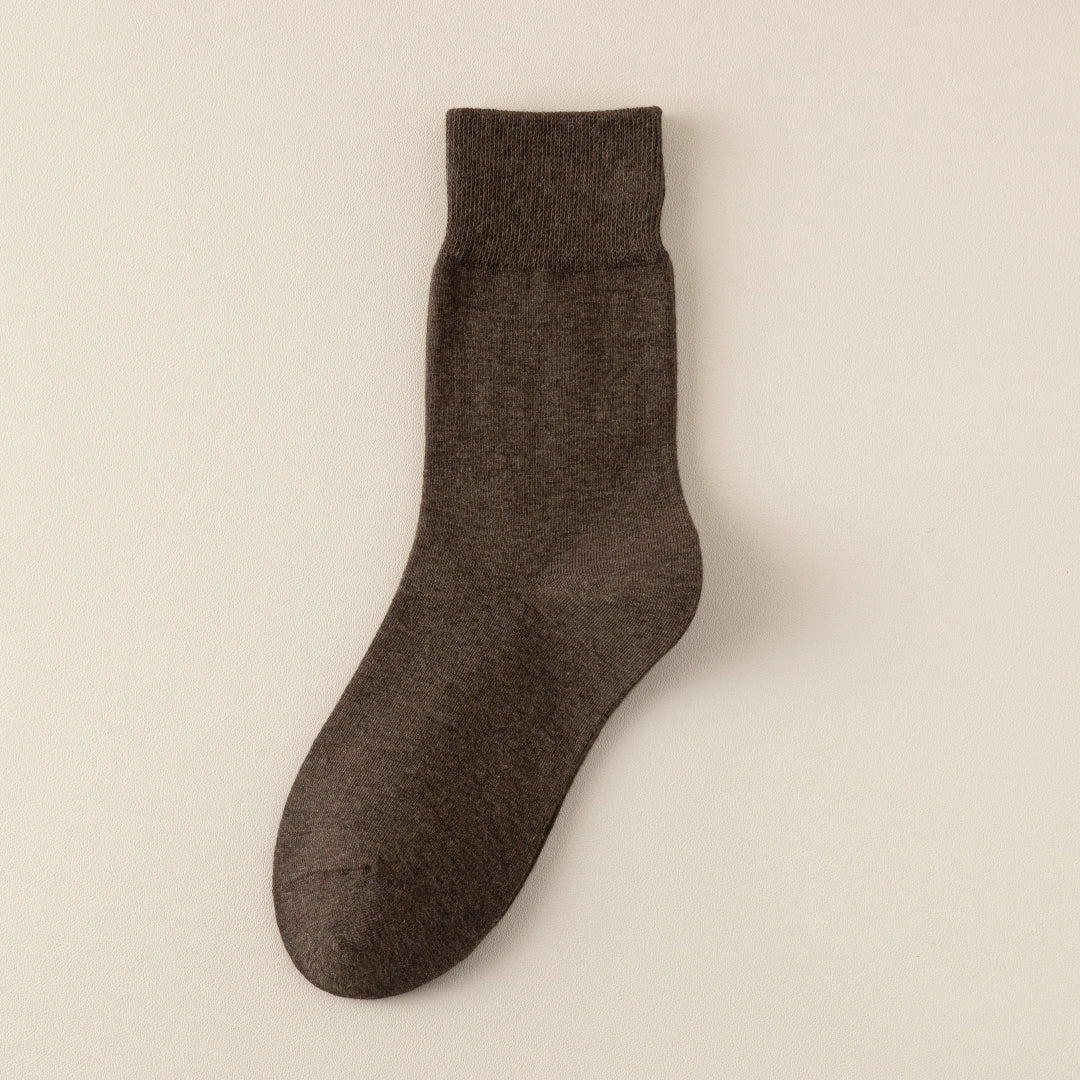 Men's Dual-Layer Cotton Exterior & Merino Wool Lined Ribbed Crew Socks