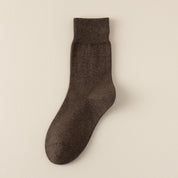 Men's Dual-Layer Cotton Exterior & Merino Wool Lined Ribbed Crew Socks