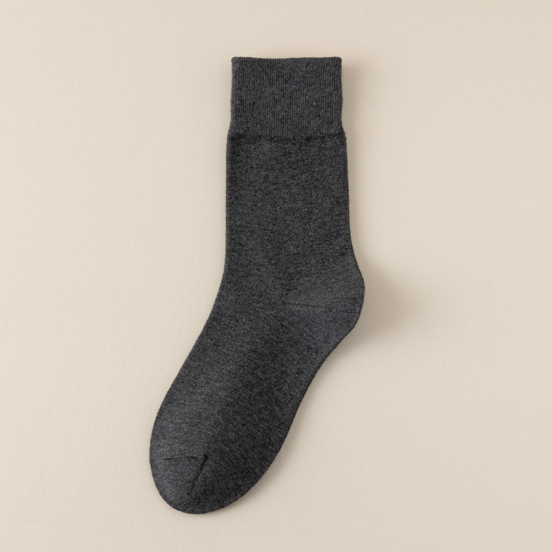 Men's Dual-Layer Cotton Exterior & Merino Wool Lined Ribbed Crew Socks