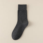 Men's Dual-Layer Cotton Exterior & Merino Wool Lined Ribbed Crew Socks