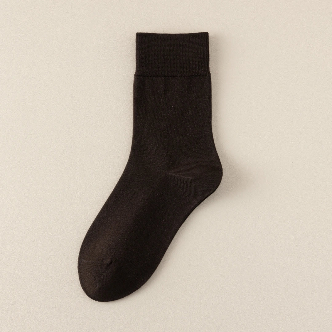 Men's Dual-Layer Cotton Exterior & Merino Wool Lined Ribbed Crew Socks