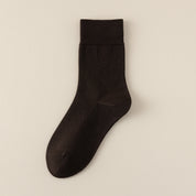 Men's Dual-Layer Cotton Exterior & Merino Wool Lined Ribbed Crew Socks