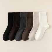 Men's Dual-Layer Cotton Exterior & Merino Wool Lined Ribbed Crew Socks