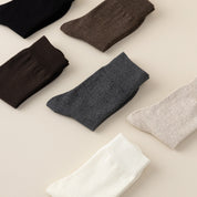 Men's Dual-Layer Cotton Exterior & Merino Wool Lined Ribbed Crew Socks