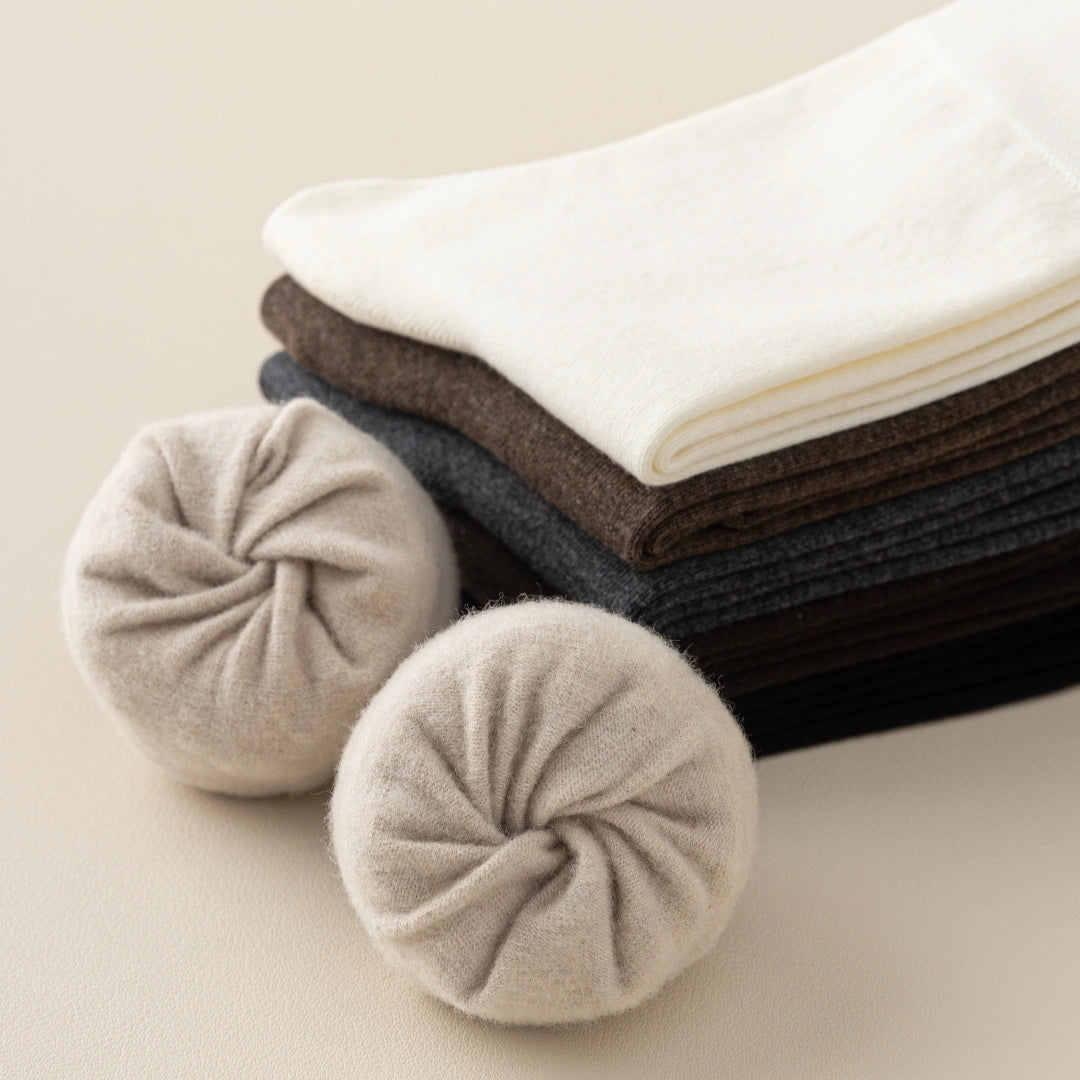 Men's Dual-Layer Cotton Exterior & Merino Wool Lined Ribbed Crew Socks