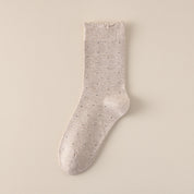 Women's 98% Premium Cotton Pin-Dot Scallop-Trim Crew Socks