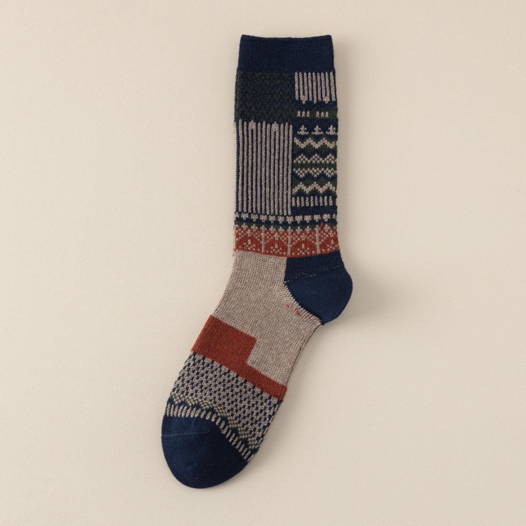 Women's Combed Cotton Blend 7.1" Textured Knit Multi-Pattern Crew Socks