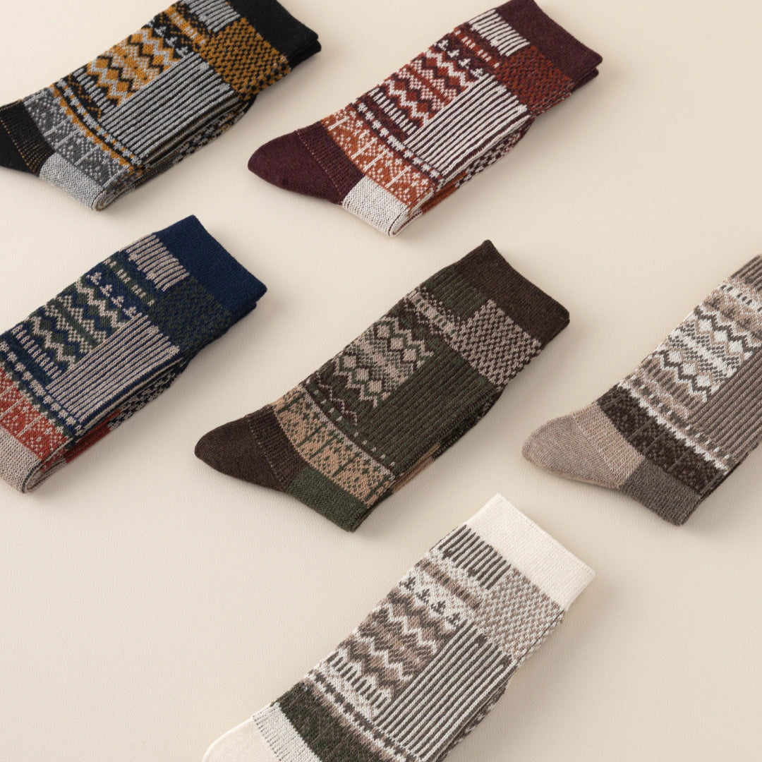 Women's Combed Cotton Blend 7.1" Textured Knit Multi-Pattern Crew Socks