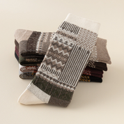 Women's Combed Cotton Blend 7.1" Textured Knit Multi-Pattern Crew Socks