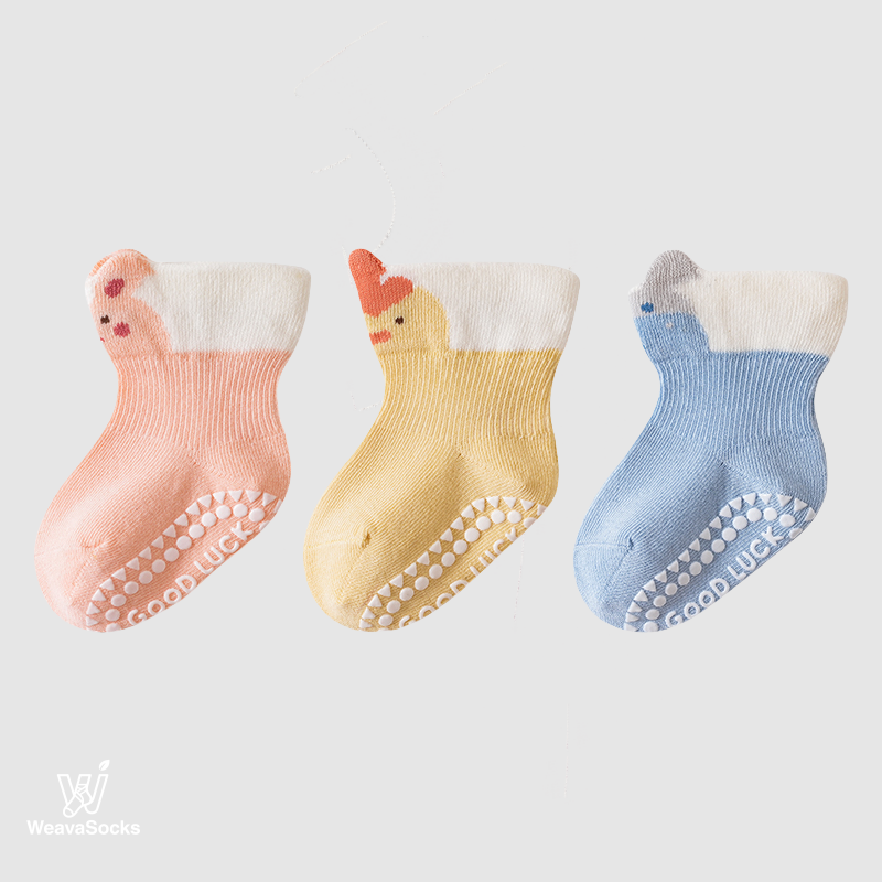 Babies' Pop-Out Pattern Grip Socks-3 Pack