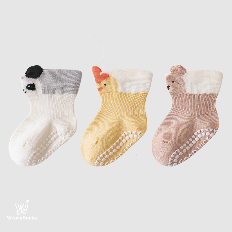 Babies' Pop-Out Pattern Grip Socks-3 Pack