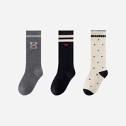 Kid's Preppy Embroidered Knee Socks - 3 Pairs - Weavasocks