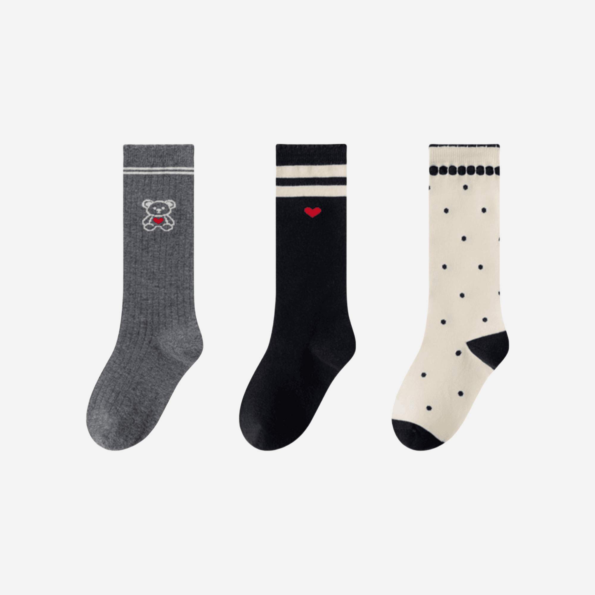 Kid's Preppy Embroidered Knee Socks - 3 Pairs - Weavasocks