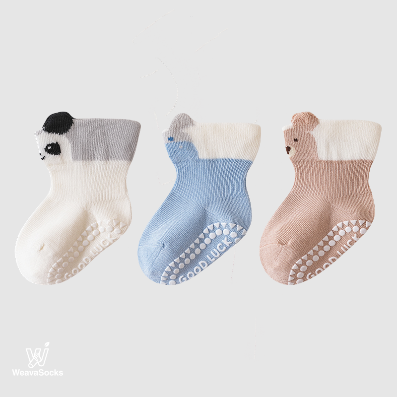 Babies' Pop-Out Pattern Grip Socks-3 Pack