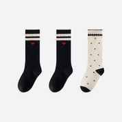 Kid's Preppy Embroidered Knee Socks - 3 Pairs - Weavasocks