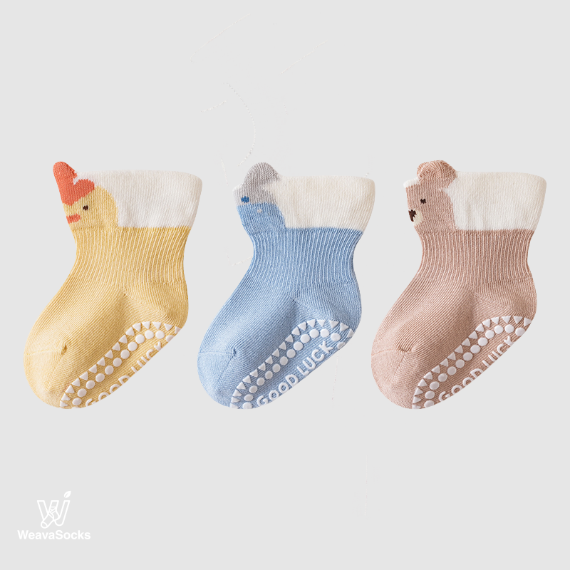 Babies' Pop-Out Pattern Grip Socks-3 Pack