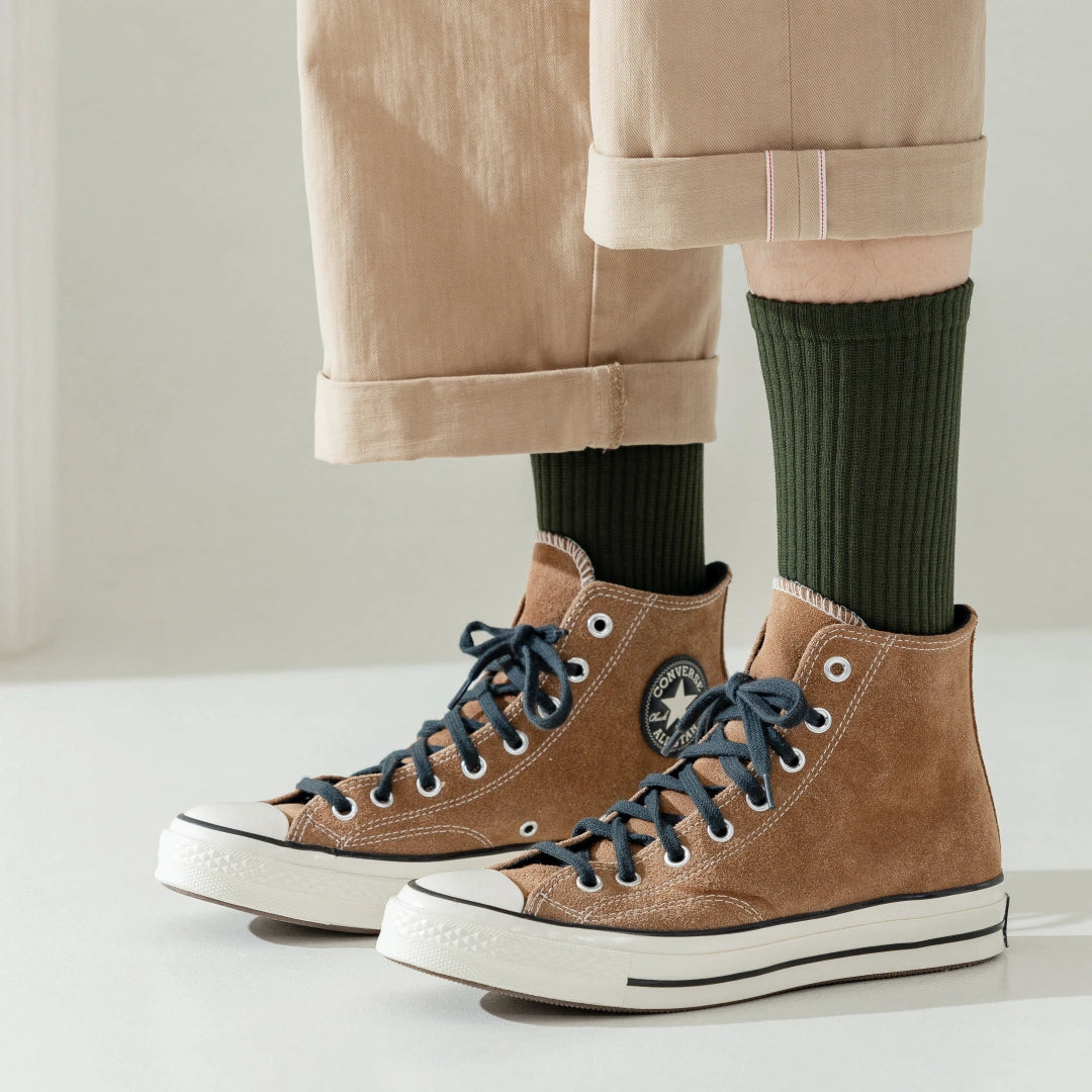 Men's 92% Mercerized Cotton 8.5" Business Crew Socks - product photo showing soft cotton comfort