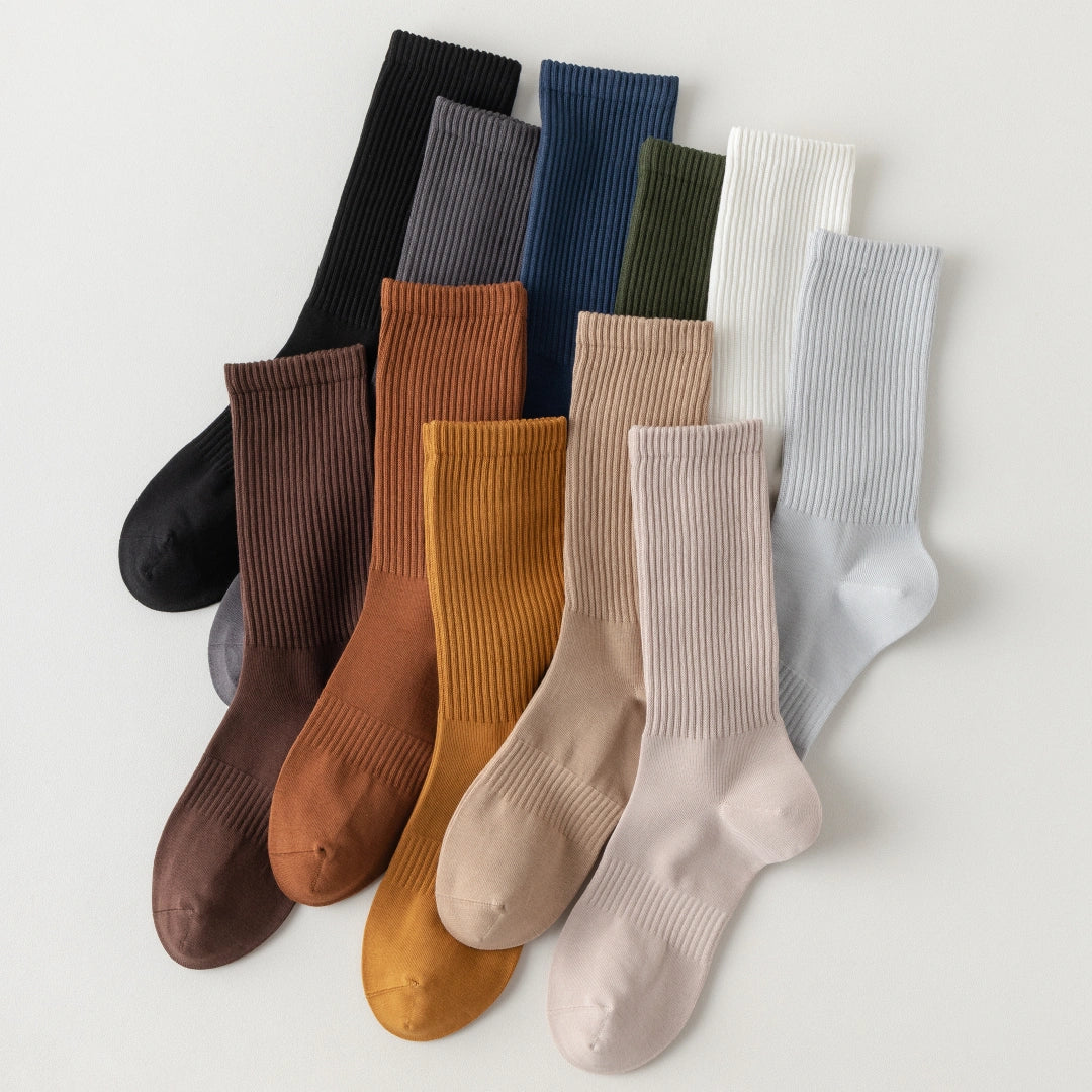 Men's 92% Mercerized Cotton 8.5" Business Crew Socks - product photo showing soft cotton comfort