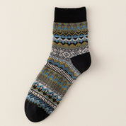 Men's Vintage Fair Isle Textured Wool Blend Ankle Socks